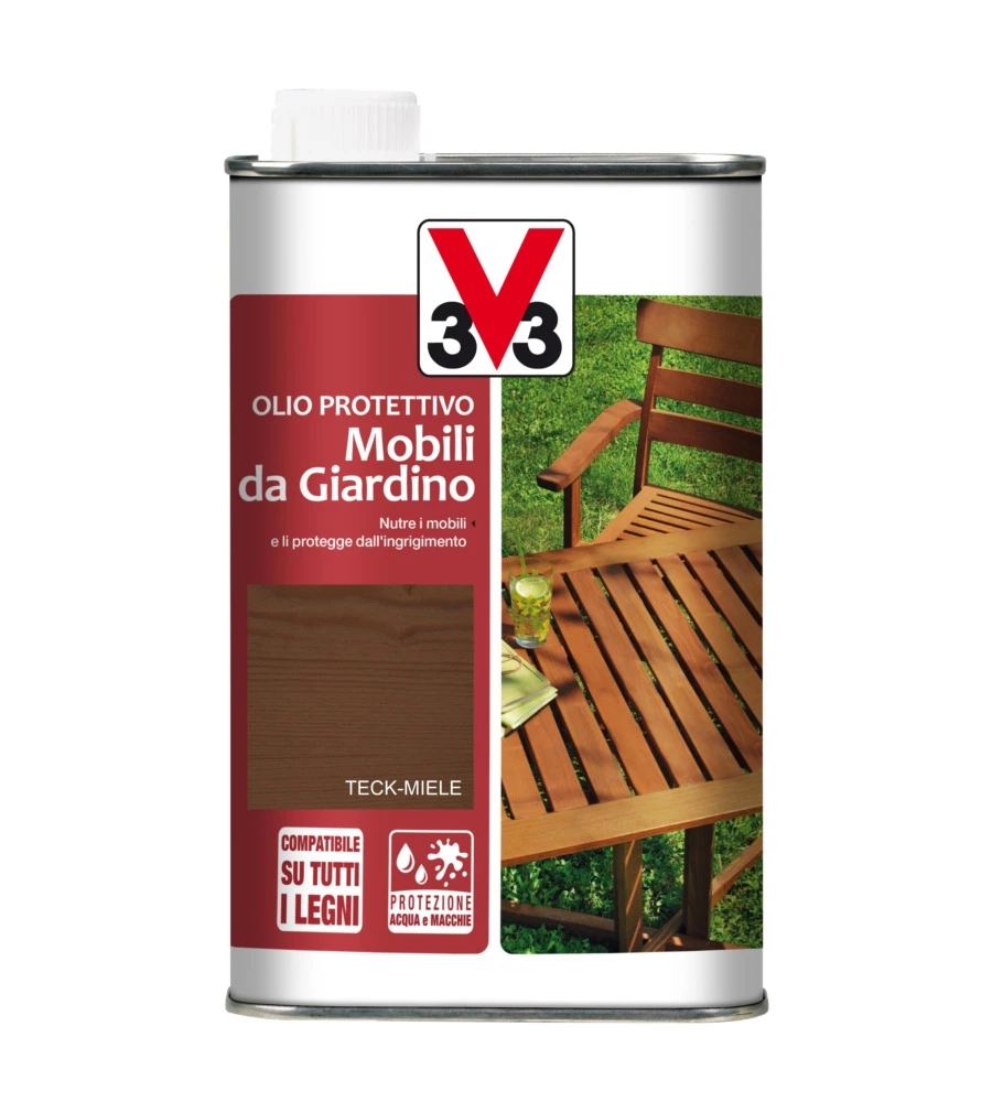 OLIO PROTETTIVO MOBILI DA GIARDINO, COLORE MIELE - 0,5 LITRI